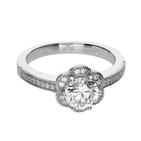 Silver Cubic Zirconia Cluster Ring complete with presentation box