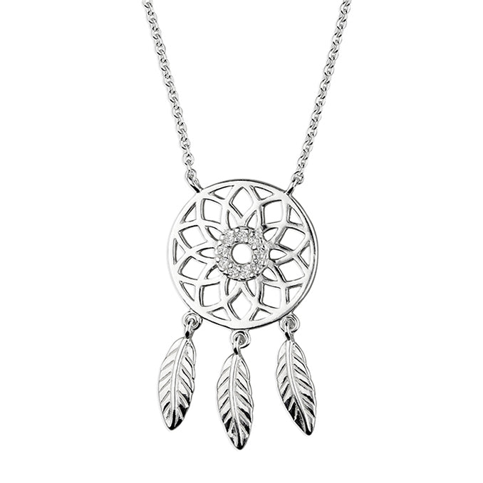 Silver Cubic Zirconia pendant and chain complete with presentation box