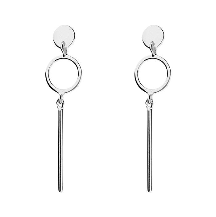 Silver plain drop earrings complete with presentation box