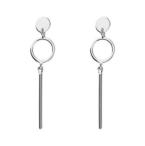 Silver plain drop earrings complete with presentation box