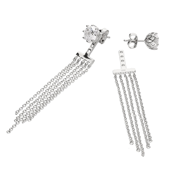 Silver Cubic Zirconia drop earrings complete with presentation box