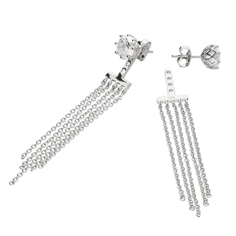 Silver Cubic Zirconia drop earrings complete with presentation box