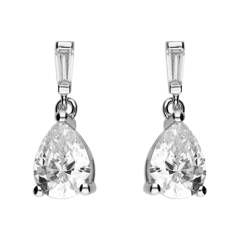 Silver Cubic Zirconia drop earrings complete with presentation box