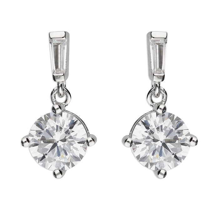 Silver Cubic Zirconia drop earrings complete with presentation box