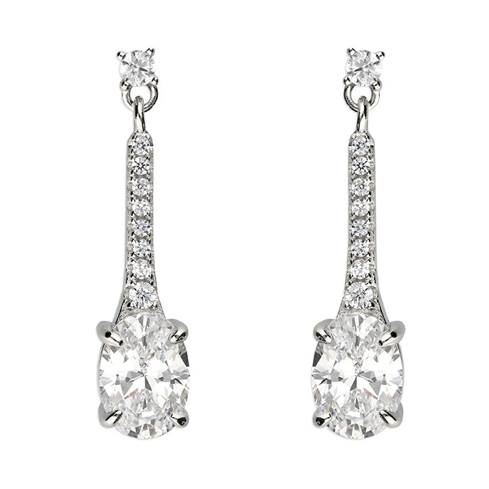 Silver Cubic Zirconia drop earrings complete with presentation box