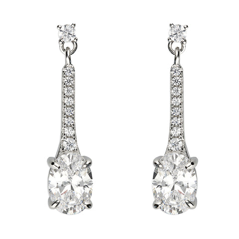 Silver Cubic Zirconia drop earrings complete with presentation box
