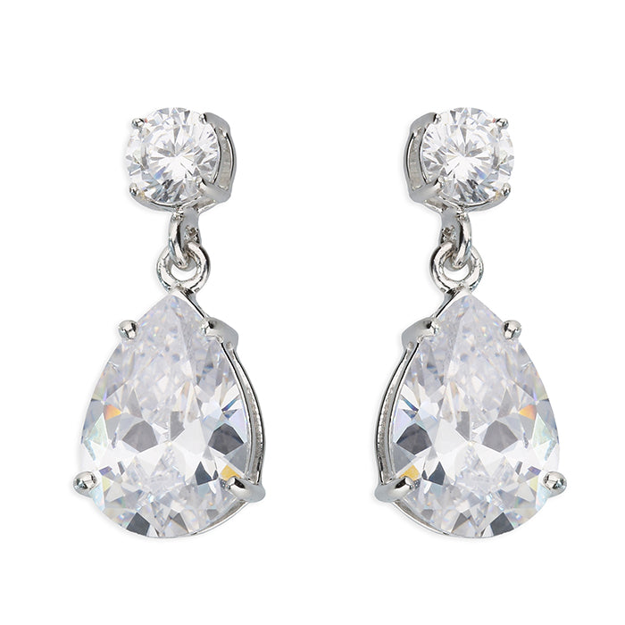Silver Cubic Zirconia drop earrings complete with presentation box