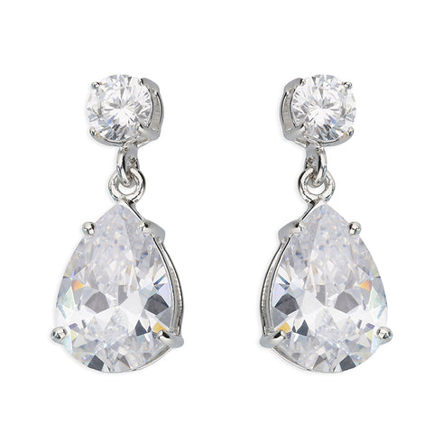 Silver Cubic Zirconia drop earrings complete with presentation box