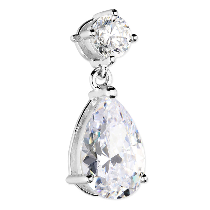 Silver Cubic Zirconia pendant and chain complete with presentation box