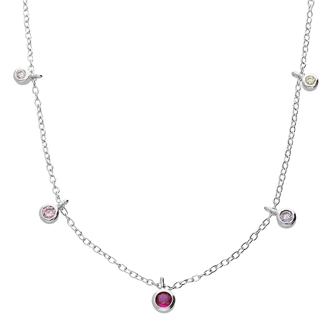 Silver Cubic Zirconia necklet and chain complete with presentation box