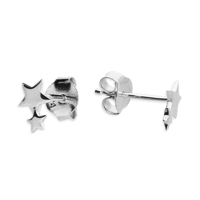 Silver plain stud earrings complete with presentation box