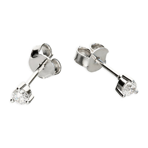 Silver Cubic Zirconia round stud earrings complete with presentation box