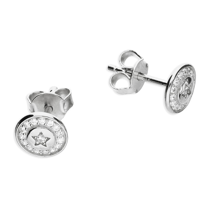 Silver Cubic Zirconia stud earrings complete with presentation box