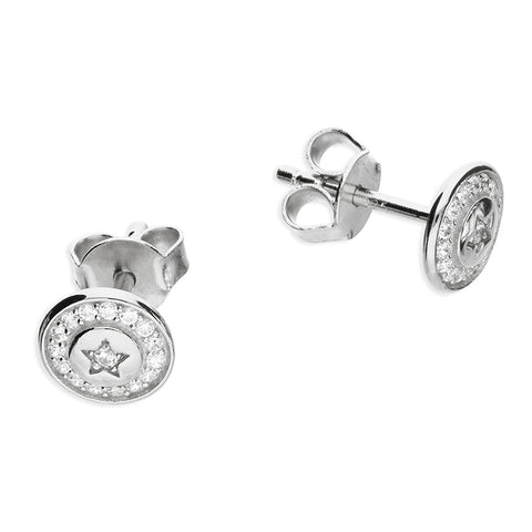 Silver Cubic Zirconia stud earrings complete with presentation box