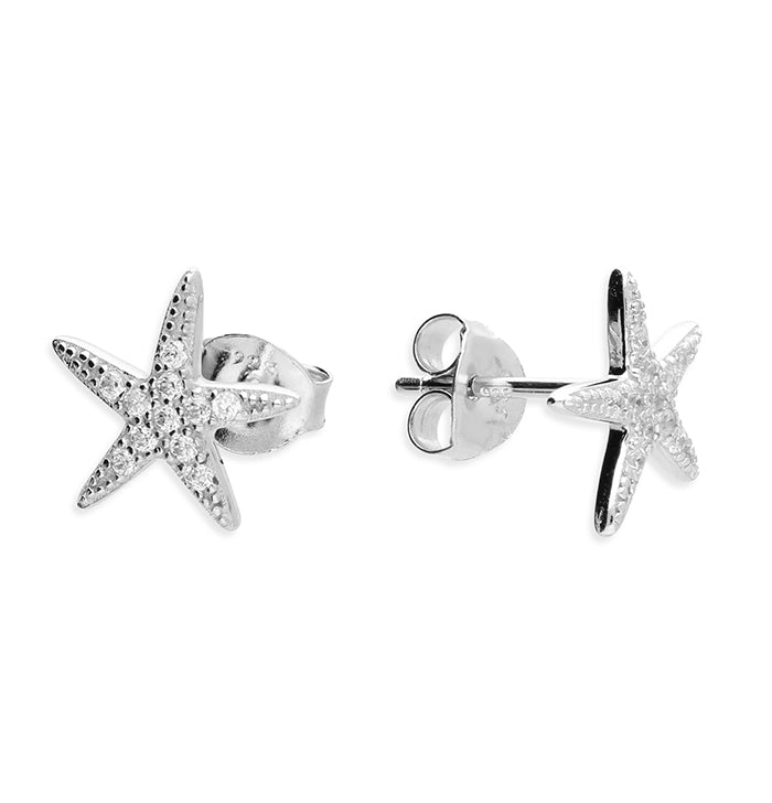Silver Cubic Zirconia stud earrings complete with presentation box