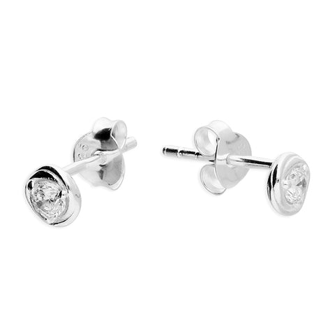 Silver Cubic Zirconia round stud earrings complete with presentation box