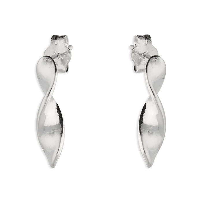 Silver plain stud earrings complete with presentation box