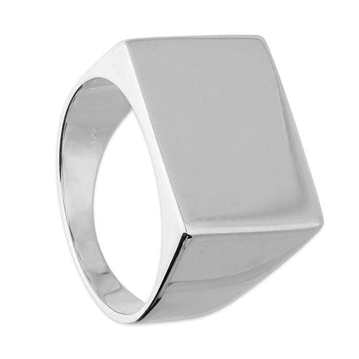 Silver Men's Plain Signet Ring complete with presentation box