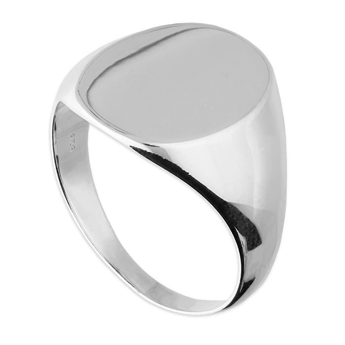 Silver Men's Plain Signet Ring complete with presentation box
