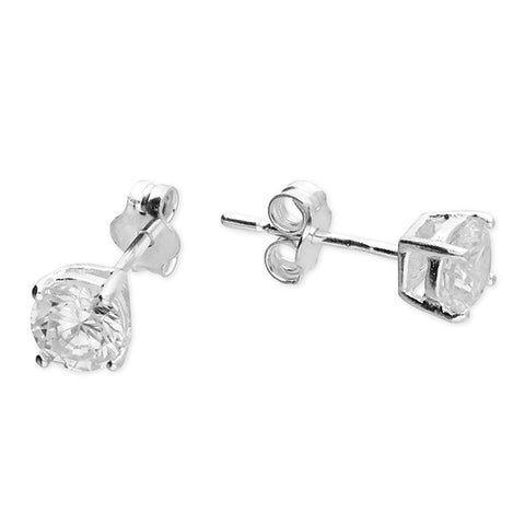 Silver Cubic Zirconia round stud earrings complete with presentation box