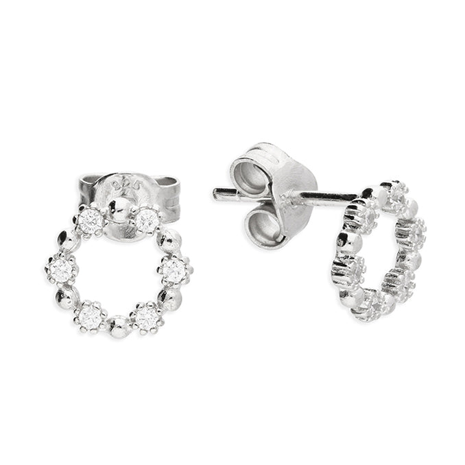 Silver Cubic Zirconia stud earrings complete with presentation box