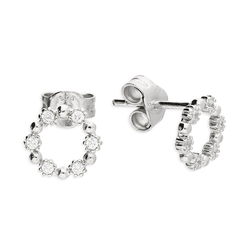 Silver Cubic Zirconia stud earrings complete with presentation box
