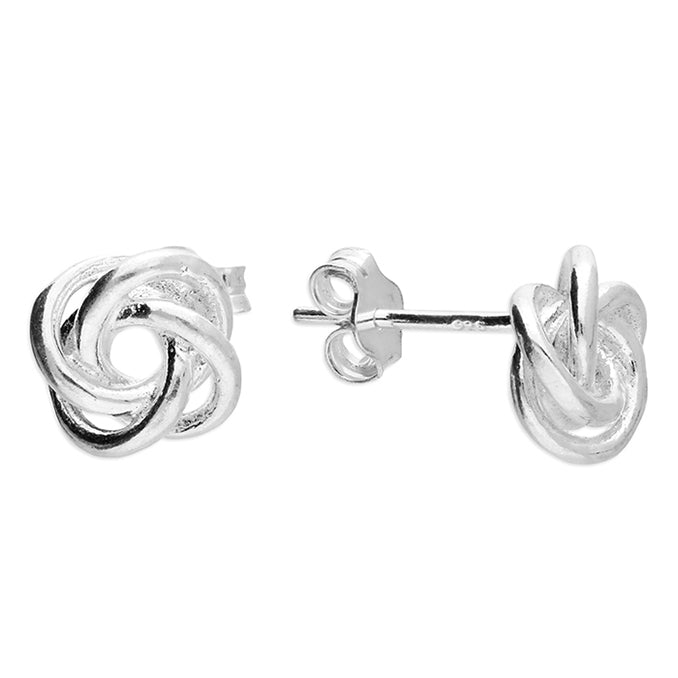 Silver plain stud earrings complete with presentation box