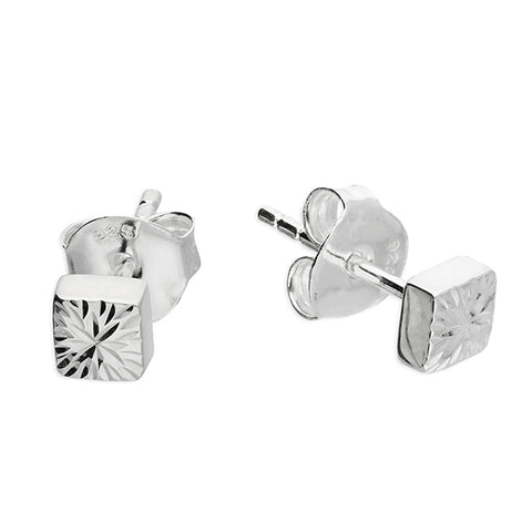 Silver plain stud earrings complete with presentation box