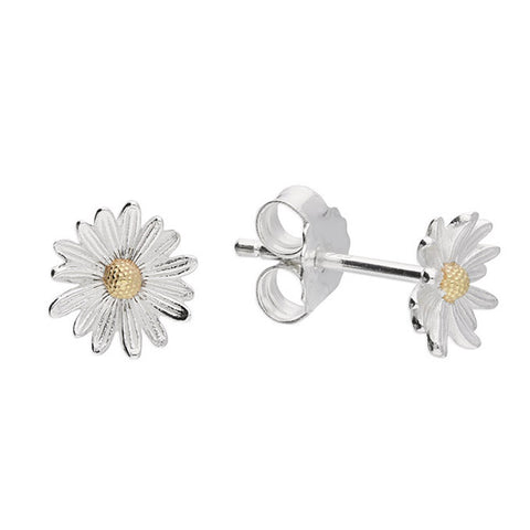 Silver Two Tone Daisy stud earrings complete with presentation box