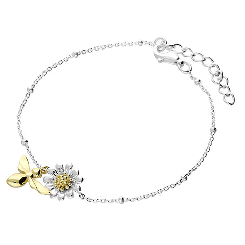 Silver and Goldplated Daisy and Bee Bracelet complete with presentation box