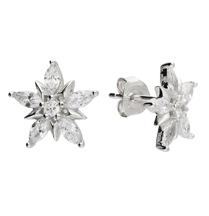 Silver Cubic Zirconia stud earrings complete with presentation box