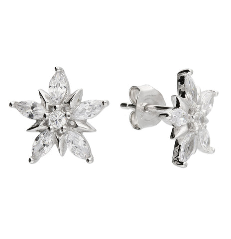 Silver Cubic Zirconia stud earrings complete with presentation box