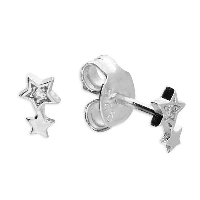 Silver Cubic Zirconia stud earrings complete with presentation box