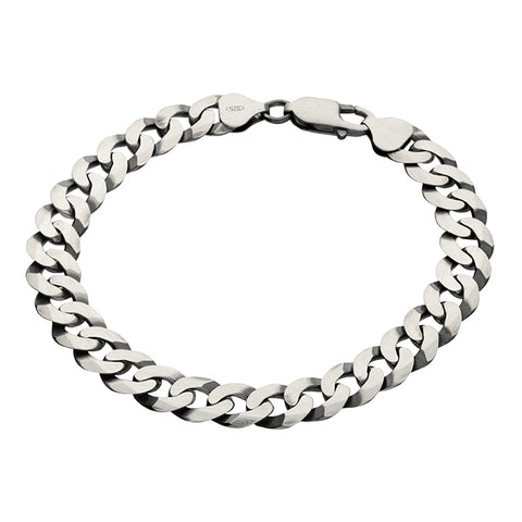 Silver Men's Oxidised Curb link Bracelet complete with presentation box