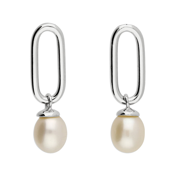 Silver Freshwater Pearl drop earrings complete with presentation box