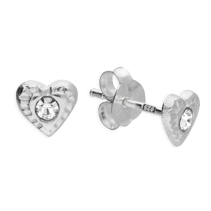 Silver Cubic Zirconia stud earrings complete with presentation box