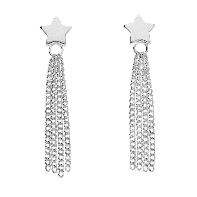 Silver plain drop earrings complete with presentation box