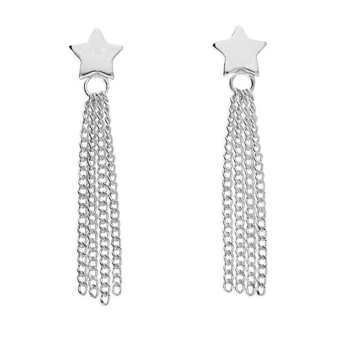 Silver plain drop earrings complete with presentation box