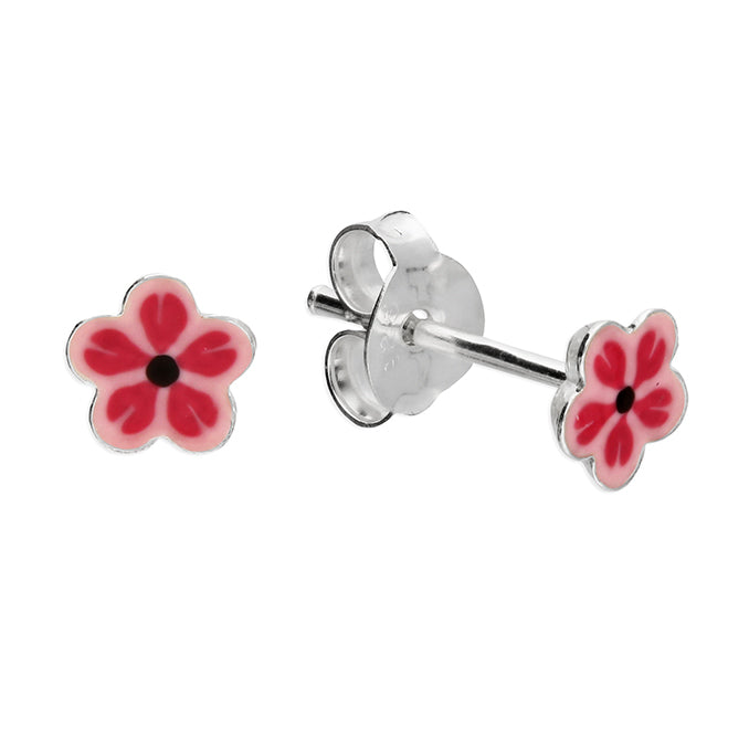 Silver Enamel stud earrings complete with presentation box