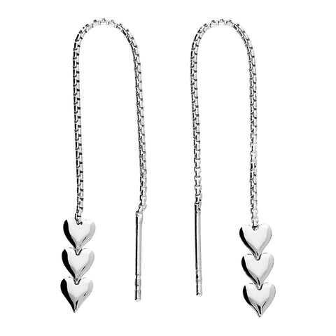 Silver Hearts pull through earrings complete with presentation box