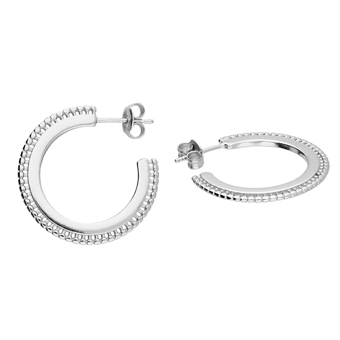 Silver hoop earrings complete with presentation box