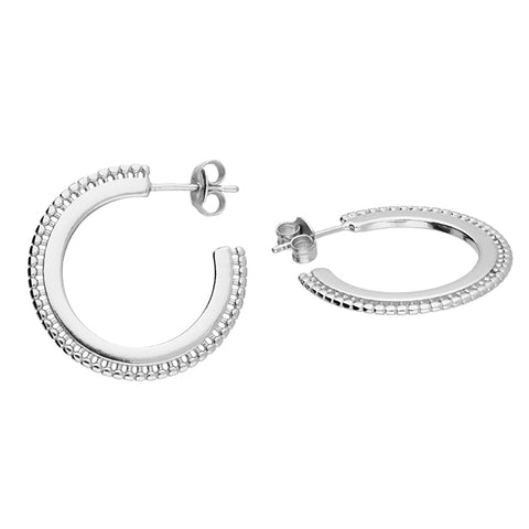 Silver hoop earrings complete with presentation box