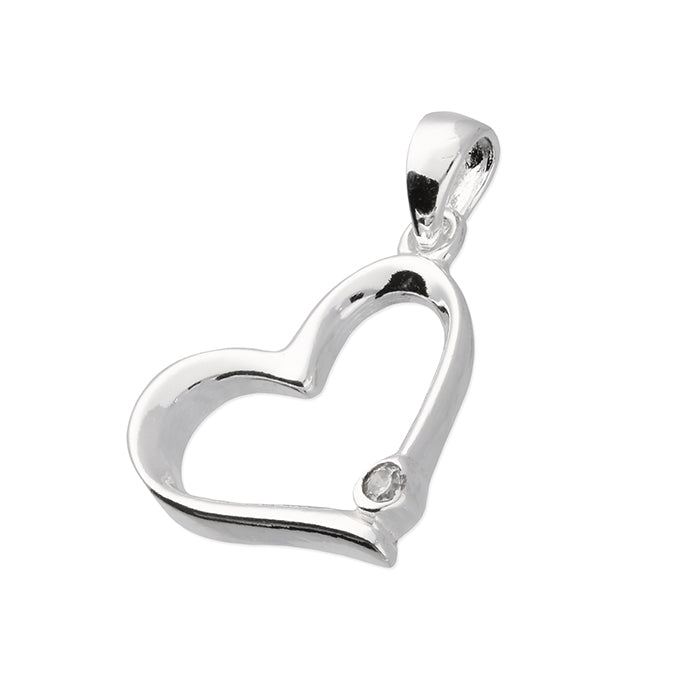 Silver Cubic Zirconia pendant and chain complete with presentation box
