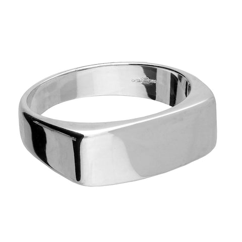 Silver Men's Plain Signet Ring complete with presentation box