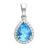 Silver Blue Topaz and Cubic Zirconia pendant and chain complete with presentation box