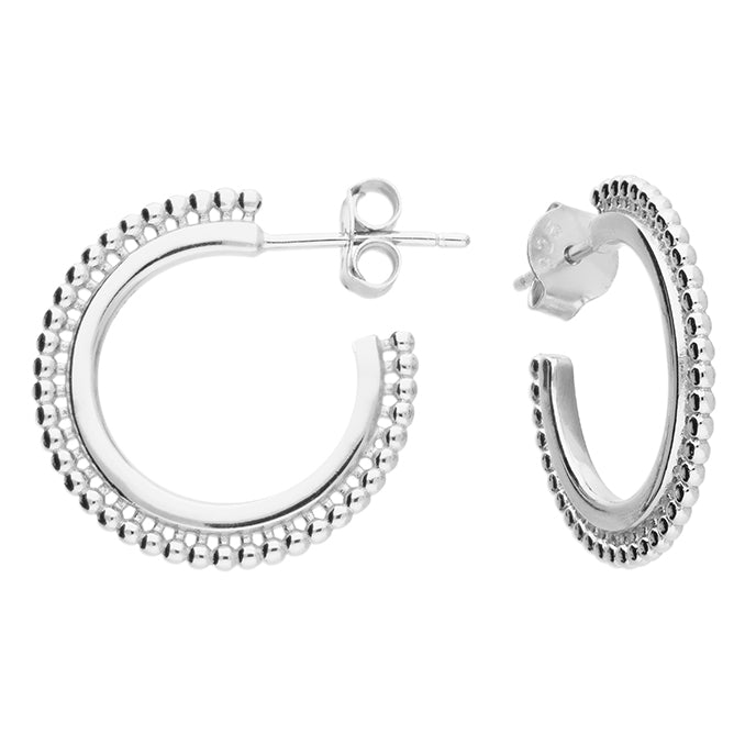 Silver hoop earrings complete with presentation box