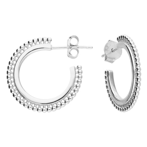 Silver hoop earrings complete with presentation box