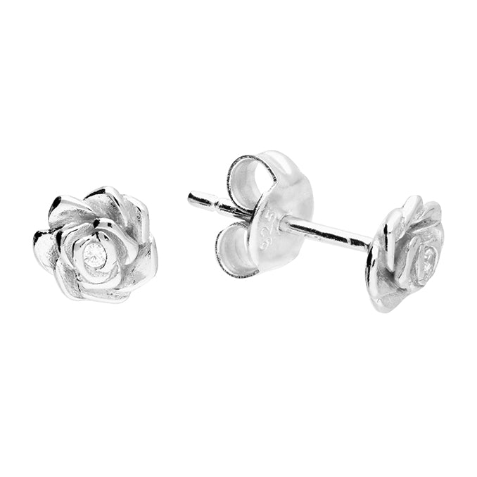 Silver Cubic Zirconia stud earrings complete with presentation box