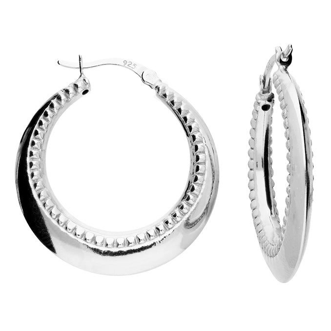 Silver Creole hoop earrings complete with presentation box