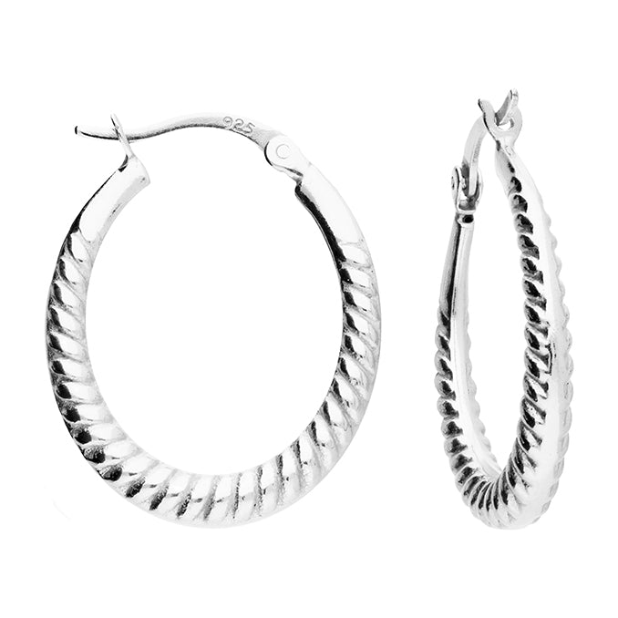 Silver Creole hoop earrings complete with presentation box